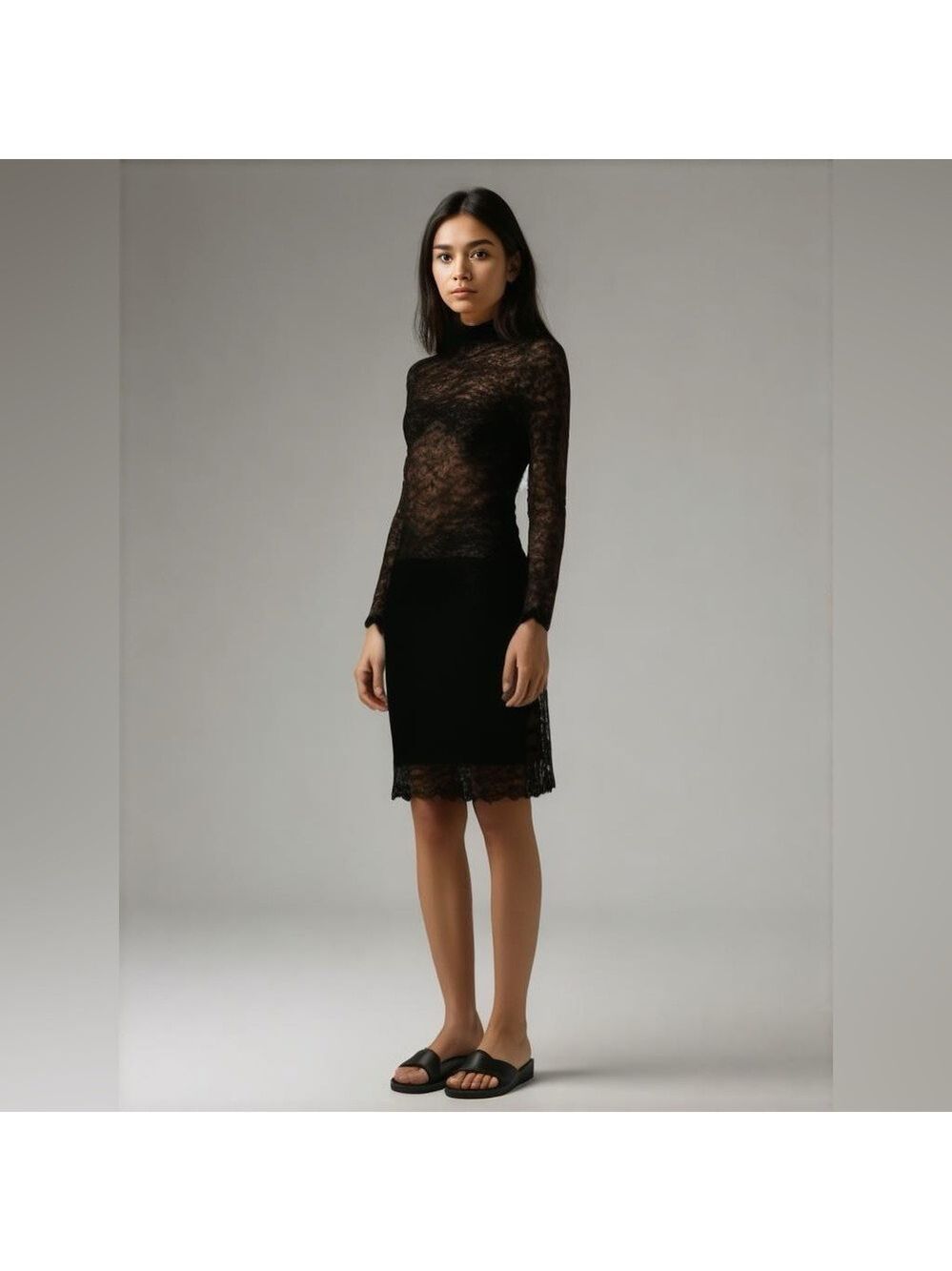 Moda International Women's Black Lace Dress, Size XS